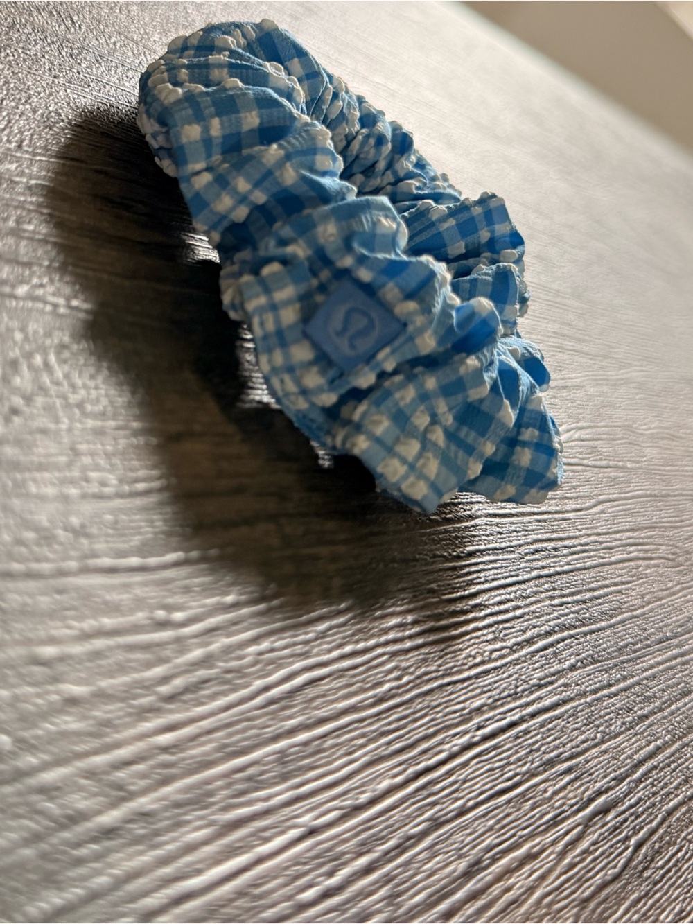 Lululemon Blue Gingham Scrunchie